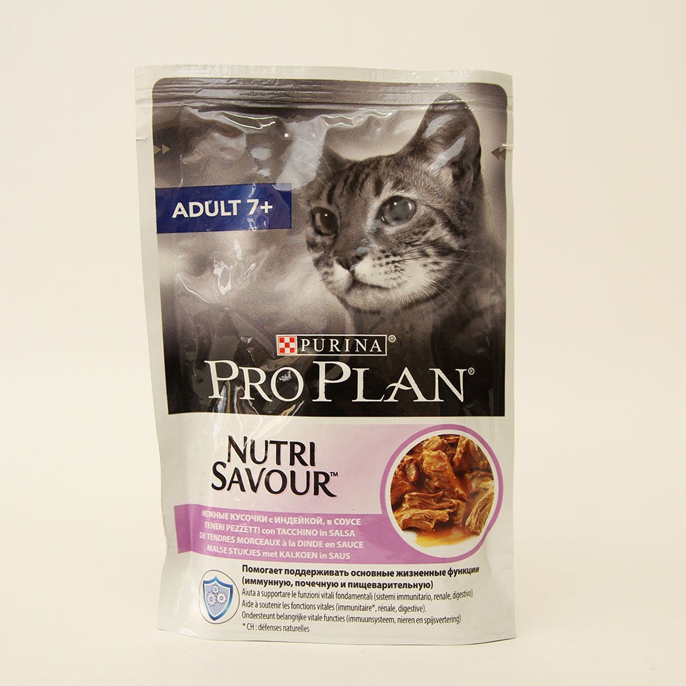 Консервы для кошек старше 7 лет Purina Pro Plan Adult 7+, индейка в соусе, пауч, 85 г