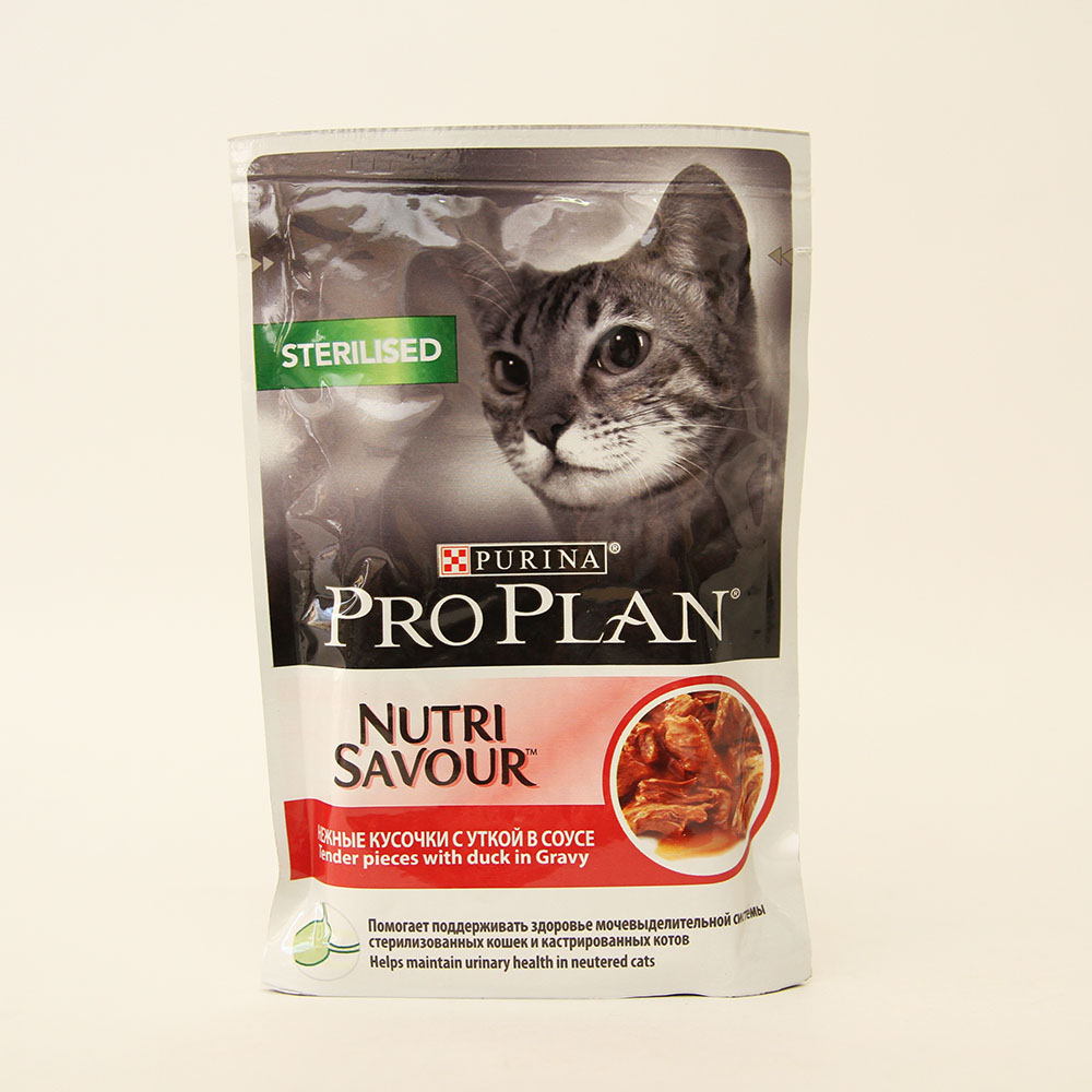 Проплан для стерилизованных кошек (ProPlan Nutrisavour Sterilised), Утка в соусе, пауч 85 г