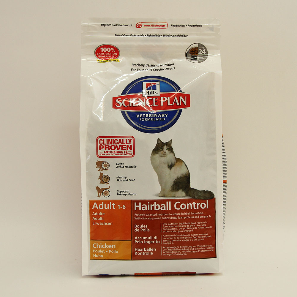 Хиллс для кошек, выведение шерсти из ЖКТ (Hill`s Hairball Control), уп. 1,5 кг