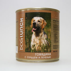 Корм Дог Ланч говядина с сердцем и печенью, банка, 750 г