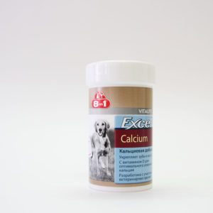 8 в 1 Кальциум, Кальций для щенков и собак (8 in 1 Excel Calcium), банка 155 таб.