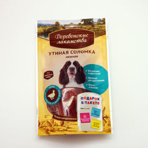 Деревенские лакомства " Утиная соломка нежная" для взрослых собак, уп. 90 г