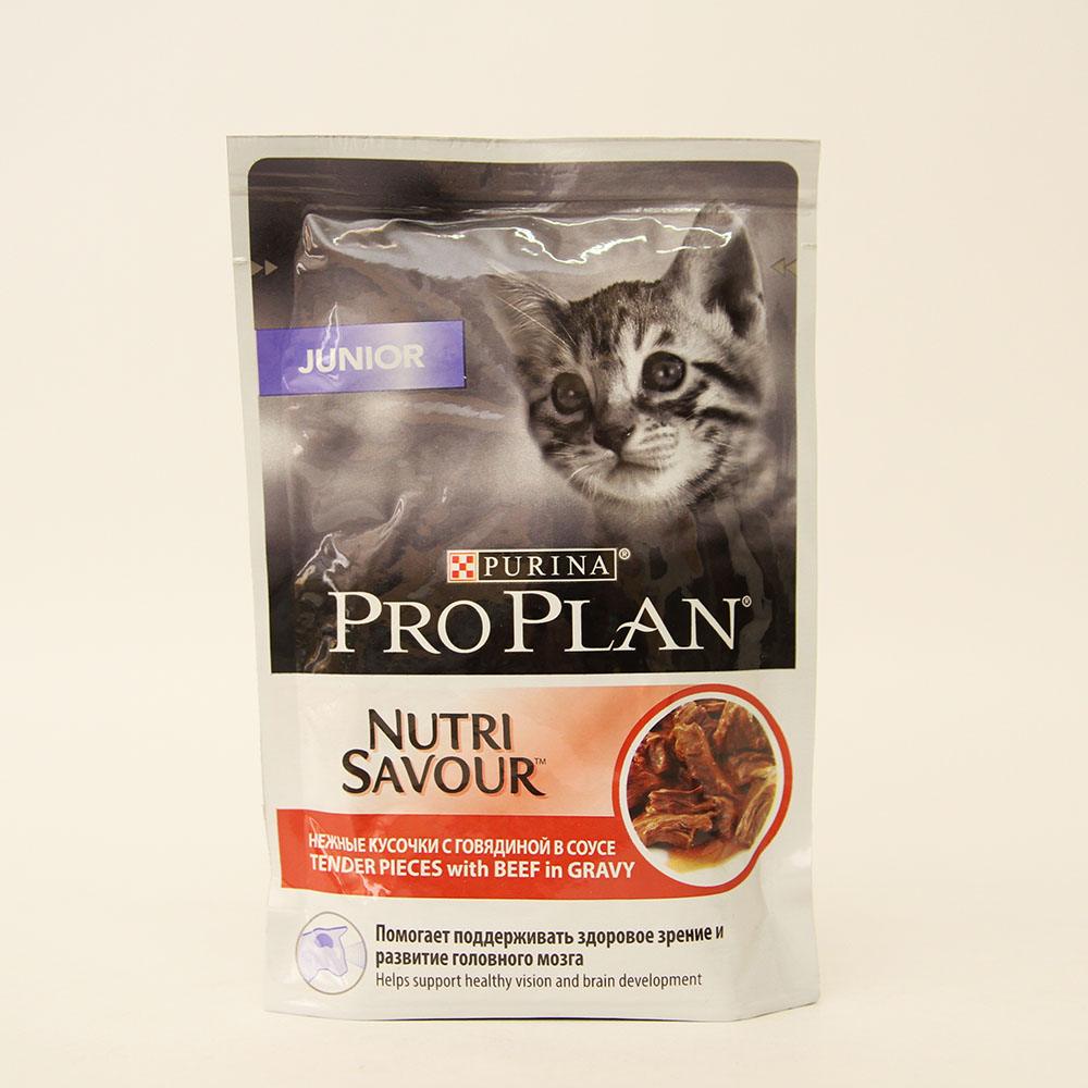 ПроПлан для котят Нежные кусочки с говядиной в соусе (Pro Plan Nutrisavour Junior), уп. 85 г