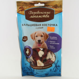 Деревенские лакомства " Кальциевая косточка с уткой для щенков", уп. 90 г