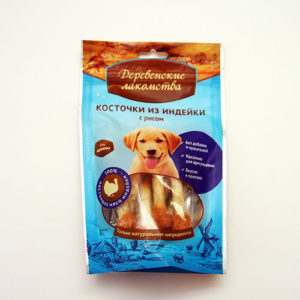 Деревенские лакомства " Косточки из индейки с рисом для щенков", уп. 85 г