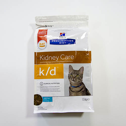 Лечебный корм Хиллс для кошек с заболеваниями почек (Hill's PD Feline K/D), тунец, уп. 1,5 кг